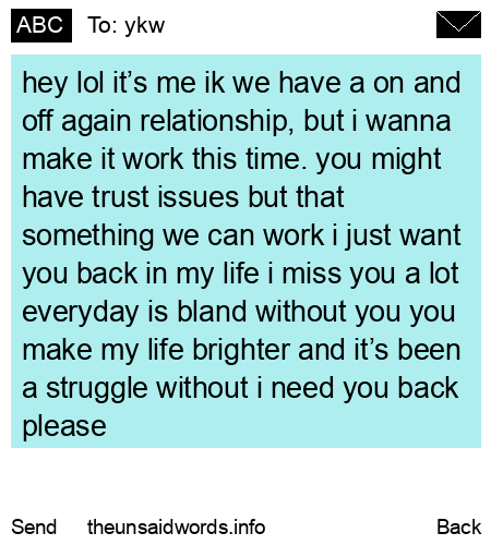 unsent message to ykw