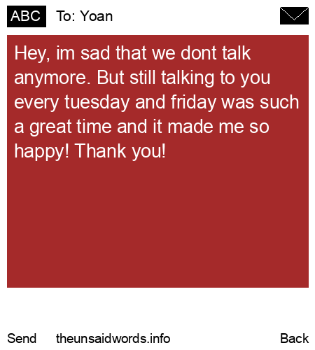 unsent message to Yoan