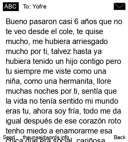unsent message to Yofre