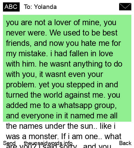 unsent message to Yolanda