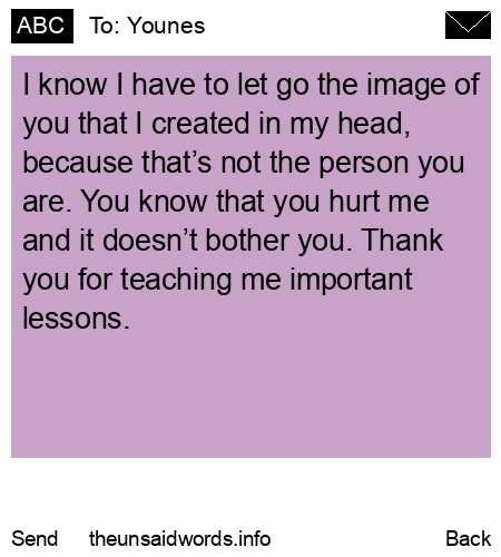 unsent message to Younes
