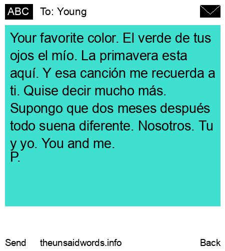unsent message to Young