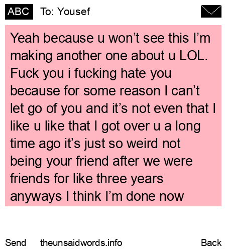 unsent message to Yousef