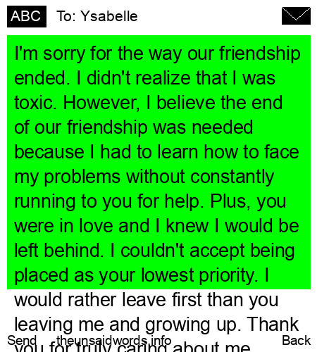 unsent message to Ysabelle