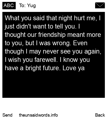 unsent message to Yug