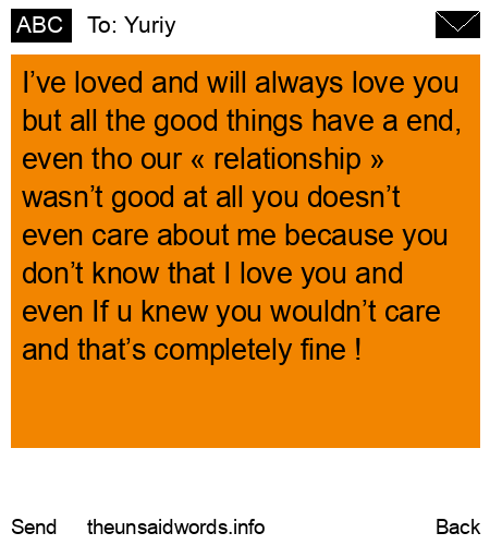 unsent message to Yuriy