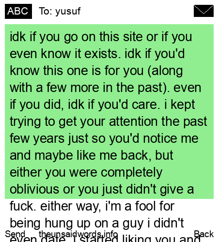 unsent message to yusuf