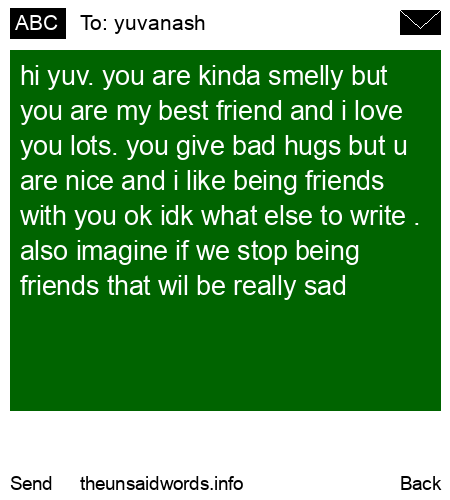 unsent message to yuvanash