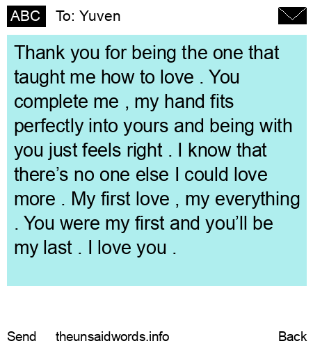 unsent message to Yuven