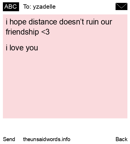 unsent message to yzadelle