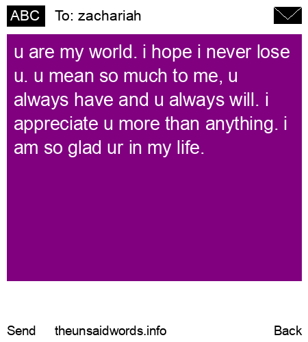 unsent message to zachariah