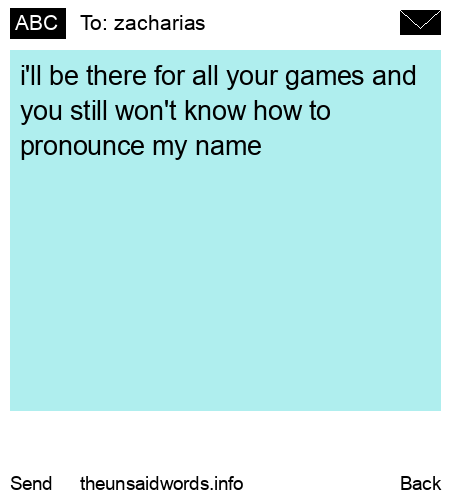 unsent message to zacharias