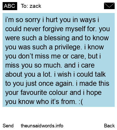 unsent message to zack