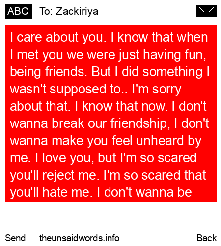 unsent message to Zackiriya