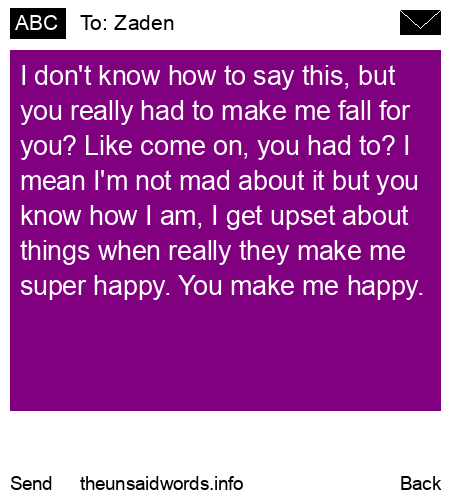 unsent message to Zaden