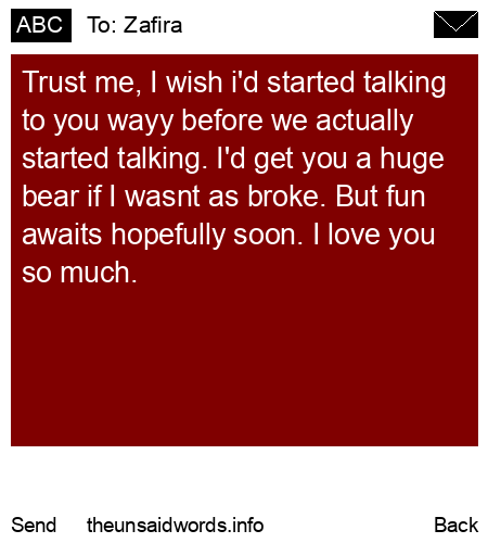 unsent message to Zafira