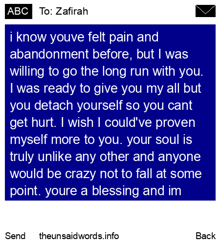 unsent message to Zafirah