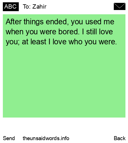 unsent message to Zahir