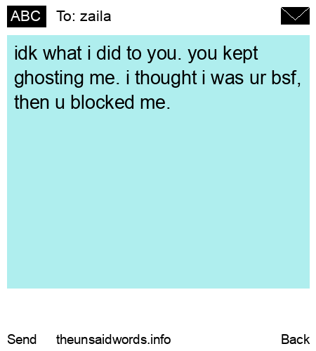 unsent message to zaila