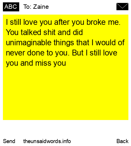 unsent message to Zaine