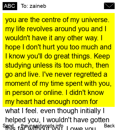 unsent message to zaineb