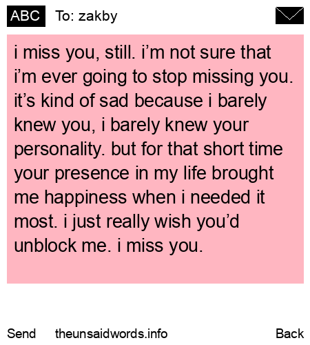 unsent message to zakby