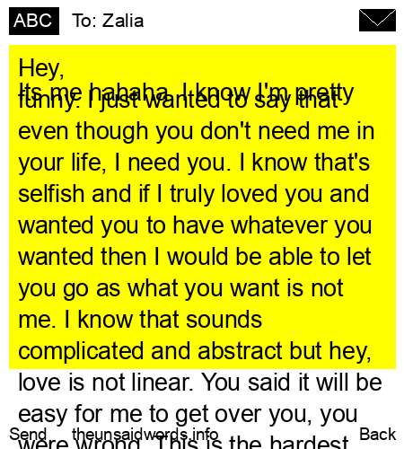 unsent message to Zalia