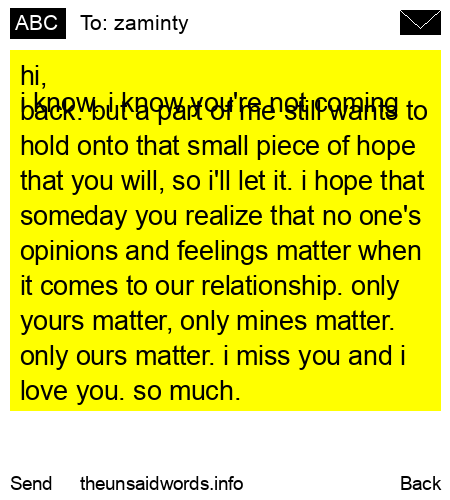 unsent message to zaminty