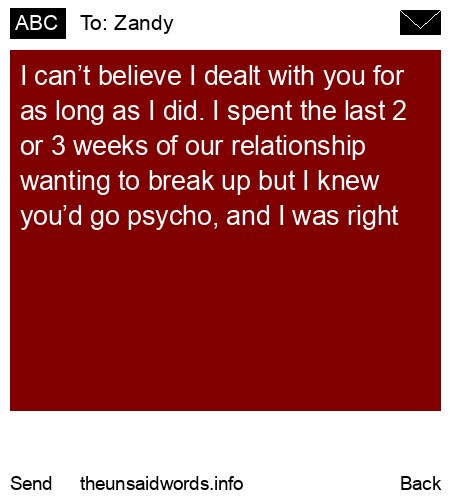unsent message to Zandy