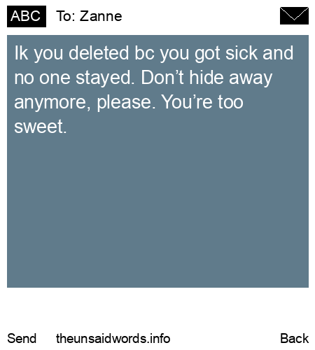 unsent message to Zanne