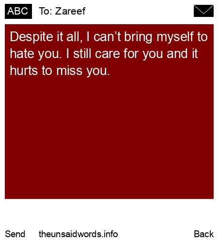 unsent message to Zareef