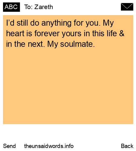 unsent message to Zareth