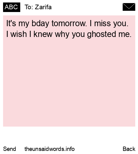 unsent message to Zarifa