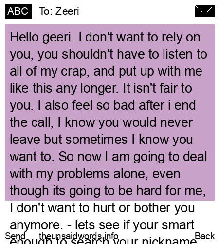unsent message to Zeeri