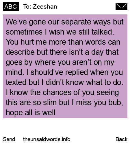 unsent message to Zeeshan