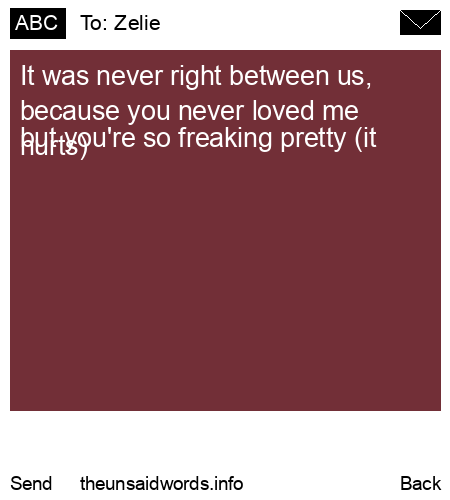 unsent message to Zelie