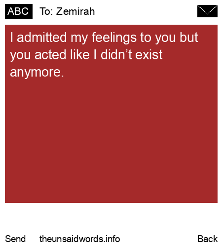 unsent message to Zemirah