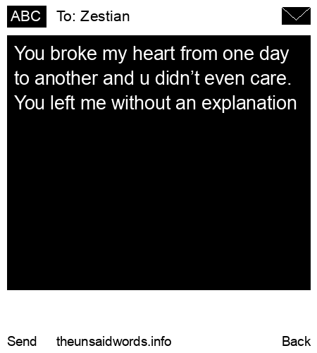 unsent message to Zestian