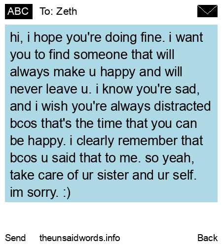 unsent message to Zeth
