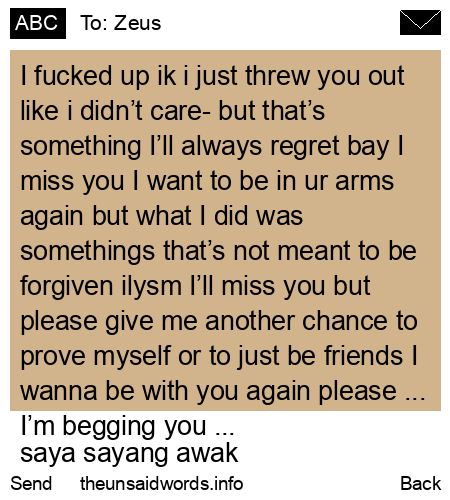unsent message to Zeus