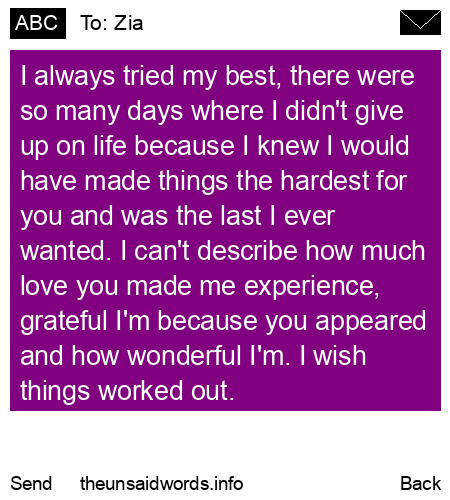 unsent message to Zia