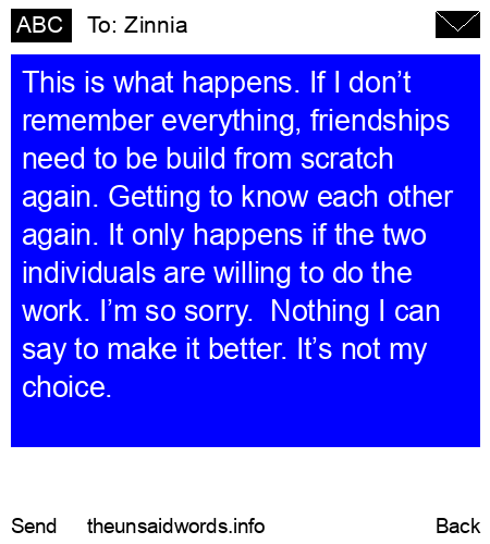 unsent message to Zinnia