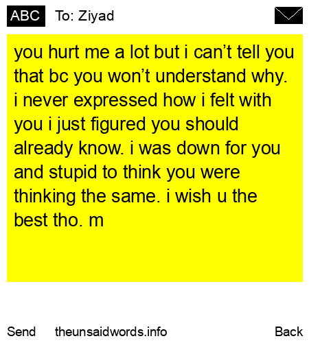 unsent message to Ziyad