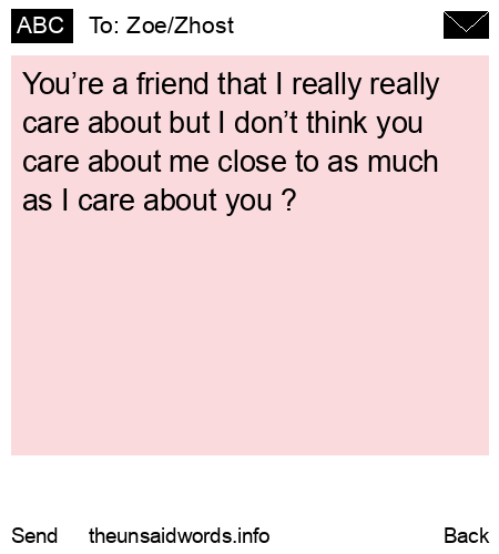unsent message to Zoe/Zhost