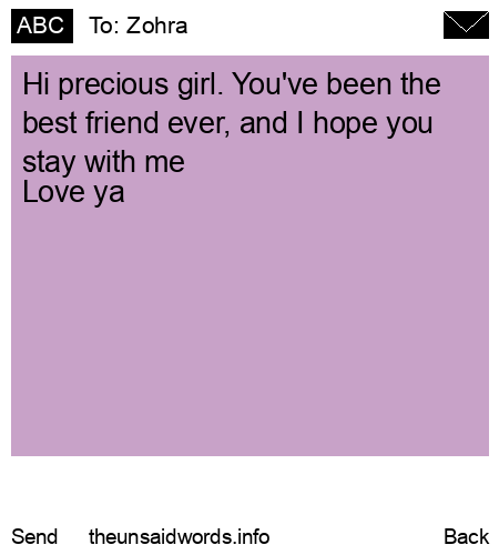 unsent message to Zohra 