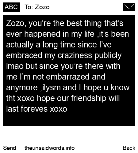 unsent message to Zozo