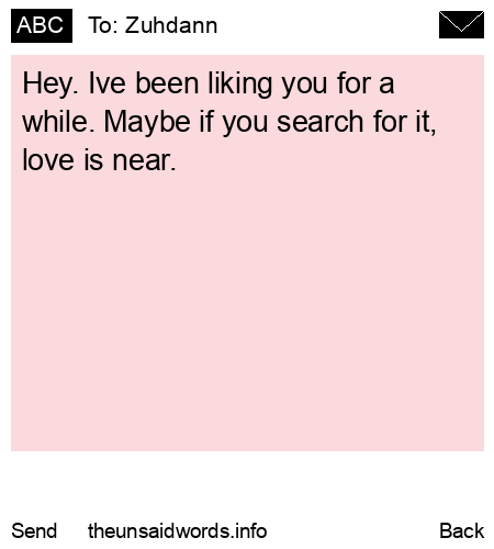 unsent message to Zuhdann